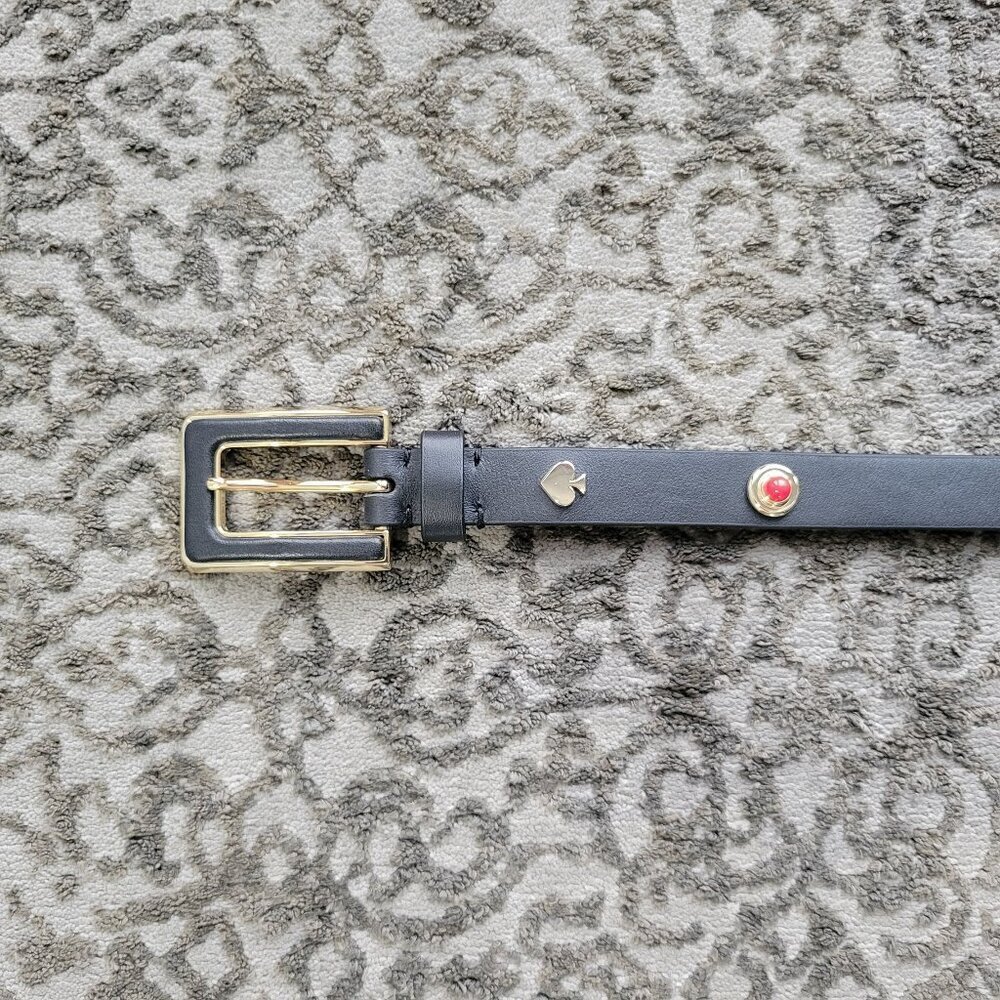 NWT-Kate Spade New York In The Loop Black Leather Belt-colored Embellishments - Picture 6 of 16